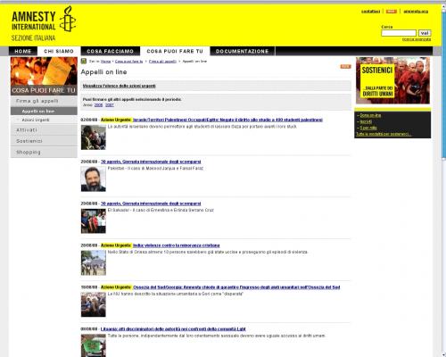 Amnesty Italia - Appelli - Elenco degli appelli on line - Mozilla Firefox